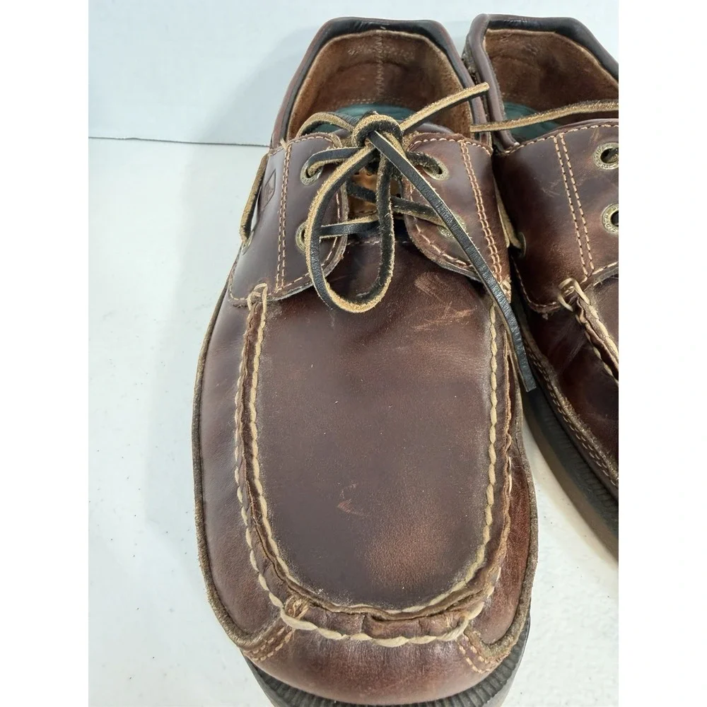 Sperry Mens Mako 2-Eye Canoe Moc Boat Shoes Amaretto Leather 0764027 Size 11